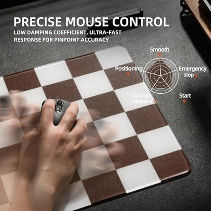 Glass Gaming Mouse Pad, XVX Professional Esport Tempered Glass Mouse Pad Ultra-Smooth Micro-Etched Surface for Top Speed and Control,Hard Mousepad（16.14 '' L × 12.20'' W - color: Khaki