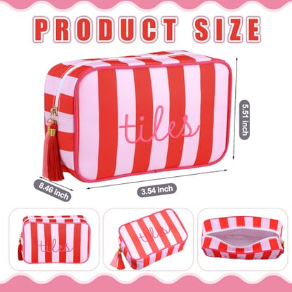 Sanwuta 1 Pcs Mahjong Tile Bag with Zipper,Red, Purple,Striped | Embroidered Mahjong Case for 166 American Mahjong Tiles (1.2") Portable Bags for Board Game Party Gathering Travel - color: Red, Purple, style: Classic