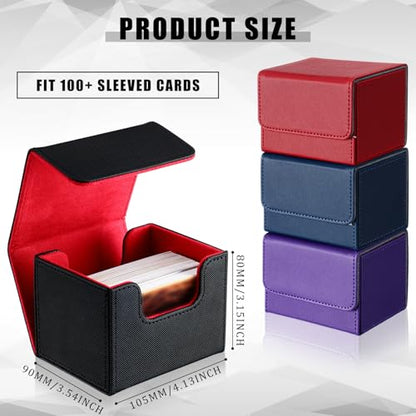 10 Pcs Leather Magnetic Deck Box for MTG Commander, 100+ Cards | PU Leather Card Deck Case,Snap Shut Lid,Stackable Design, Compatible with MTG Deck Boxes Tabletop Game Storage