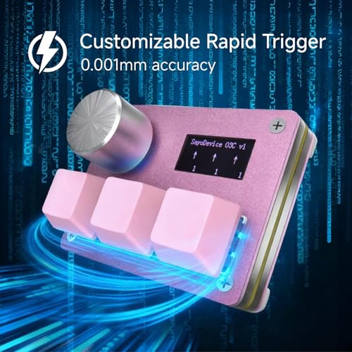 O3C Rapid Trigger Keyboard With Hall Magnetic Switch For OSU Geometry Dash | Rhythm Games,with Knob and Screen,Copy Paste,Shotcut,Macro Hotswap Mini Keypad Magnetic Linear Switches - color: Pink, size: Gateron Jade Pro Green Switch