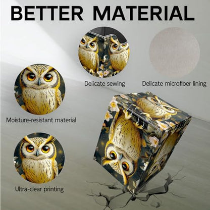 for MTG Deck Box, Trading Card Storage Case Holds 100+ Sleeved Cards, Owl on Branch with Flowers Magnetic Closure Durable Deck Holder for Magic The Gathering, TCG & Commander - color: Owl on Branch with Flowers