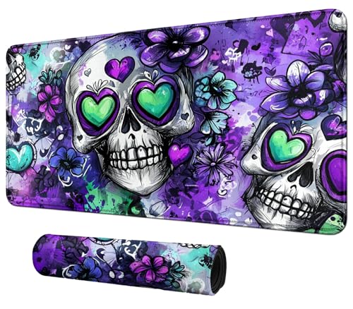 Purple Blue Colors Skull for MTG & TCG Playmat Mouse Pad,BFDHGQZC 24" x 14" Game Mat for MTG/RPG/CCG Trading Card Game Playmats Table Mat Perfect for Card Games Video Games Computer Office - color: Purple Blue Colors Skull