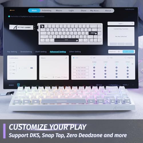 ATTACK SHARK X68HE 60% Wired RT 8K Keyboard+Wireless R1 Mouse-White Contour | Adjustable Actuation,Hall Effect Mechanical Magnetic Switch,Coiled Cable,USB C/2.4Ghz/BT Ultralight 18K DPI Mice for PC Gamer - color: White Contour, size: Keyboard Mouse