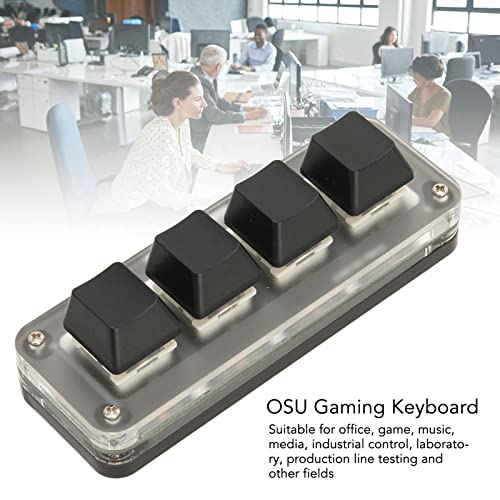4 Keys Mini Keypad One Handed Mechanical Gaming Keyboard, Multifunctional Shortcut DIY Programmable Macro Keyboard, RGB Backlight, Plug and Play, OSU Gaming Keyboard for Office, Game, Music, etc.