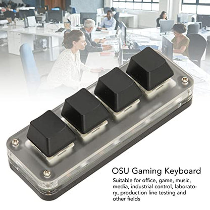 4 Keys Mini Keypad One Handed Mechanical Gaming Keyboard, Multifunctional Shortcut DIY Programmable Macro Keyboard, RGB Backlight, Plug and Play, OSU Gaming Keyboard for Office, Game, Music, etc.