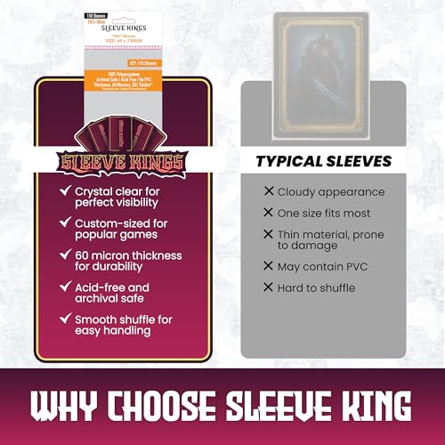 Sleeve Kings Standard Card Sleeves – 110 Count, Clear 60 Micron Thickness, Large Size (60 x 130 mm) – SKU: SKS-8846 - size: 60 x 130 mm, style: 9XL