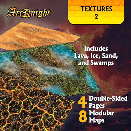 Arcknight The Textures Pack 2 Roleplaying Battlemaps; 16 Modular RPG Maps in 8 Double-Sided Pages, 1" Square Grid, Modular & Versatile Design for Tabletop Gaming - for Dungeons & Dragons & Pathfinder - style: Textures 2