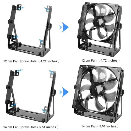 Computer Fan Stand - 120mm 140mm PC Fan Desk Stand, Heavy Duty Metal Adjustable Mount with 360° Rotation, Desktop Cooling Stand for PC, Router & Electronics (Fan Not Included)