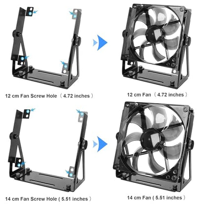 Computer Fan Stand - 120mm 140mm PC Fan Desk Stand, Heavy Duty Metal Adjustable Mount with 360° Rotation, Desktop Cooling Stand for PC, Router & Electronics (Fan Not Included)