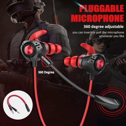Gaming Headset with Microphone Wired Gaming Earbuds PC for PS4 PS5 One PlayStation 5 Games Mobile Phone,Detachable Stereo Bass Earphones Noise Cancelling Gaming Headphones with Mic Black - style: Style-03