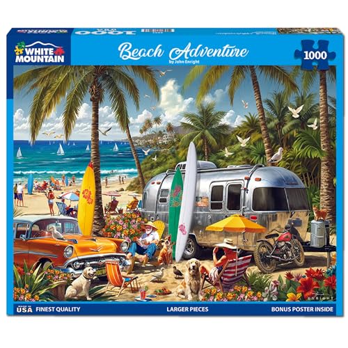 White Mountain 1000 Piece Jigsaw Puzzle Scenic Summer, Beach Adventure | Large Pieces, Gift for Adults and Family, 24"x30" in, Ocean