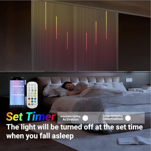 HAMRVL RGB+IC Smart Recessed Lighting Wall Panel Lights, 6PCS Slat Wall Lights with APP & Remote Control, Color Chasing, Music Sync, RGB Wall Lights for Wood Slat, Acoustic Panels (2*24+2*32+2*40 in) - size: 24in＋32in＋40in