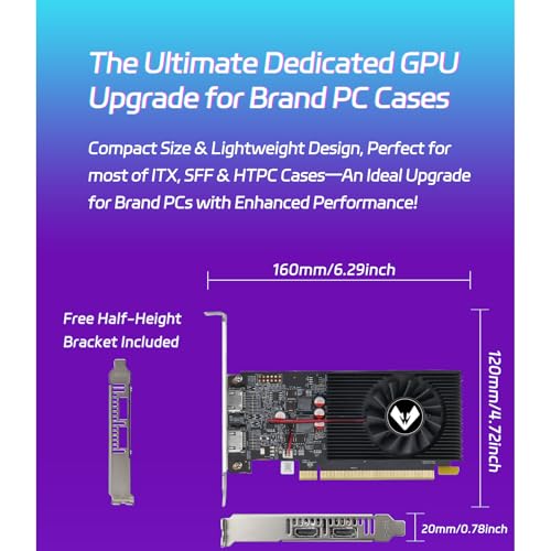 MOUGOL AMD Radeon R7 350 4GB GDDR3 Low Profile Graphics Card, 2*HDMI Port | 128-Bit 512SP GPU with Half-Height Design for SFF Slim Desktop PCs, Supports Windows 10/8.1/7 (Not Win11 Compatible)