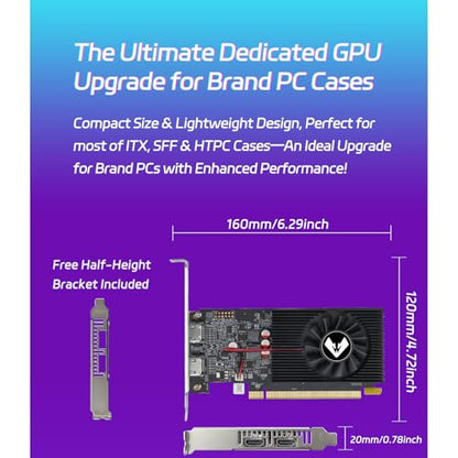 MOUGOL AMD Radeon R7 350 4GB GDDR3 Low Profile Graphics Card, 2*HDMI Port | 128-Bit 512SP GPU with Half-Height Design for SFF Slim Desktop PCs, Supports Windows 10/8.1/7 (Not Win11 Compatible)