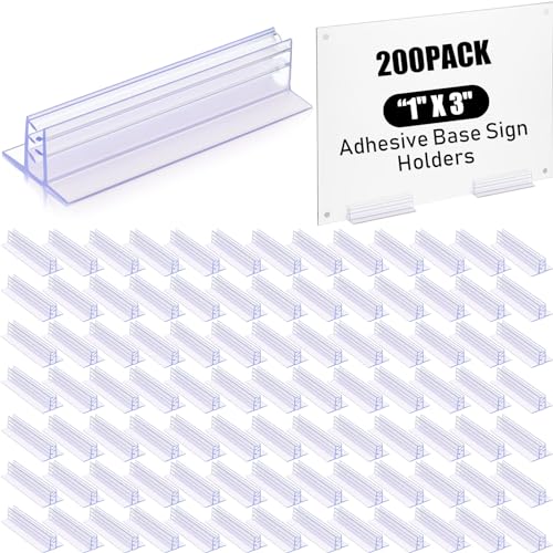 Fulmoon 200 Pcs Sign Holder, Adhesive Base Sign Holders Multiple Uses for Counters, Warehouses, Base Holders with Strong Adhesive (1*3in) - size: 1*3in