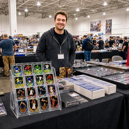 4 Tier Acrylic Trading Card Display Stand, Holds 16 Cards, 1 Pack | Without Overlap, Baseball, Basketball and Sports Card Display Shelf for Card Show Vendor Booths - size: 4 Tier, 1 Pack