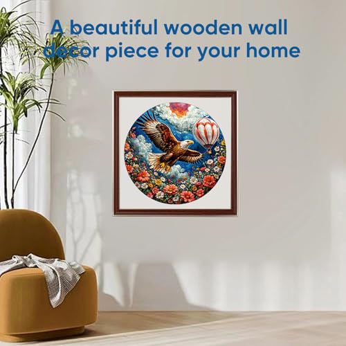 Reouinty Flower Eagle Wooden Adult Puzzle 200 Pieces, Beautiful Jigsaw Wooden Puzzle, Wood Puzzle with Box, Creative Gifts for Family Game 11.2x11.2 in - color: Flower Eagle, size: 200pcs