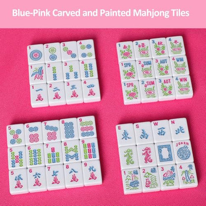 1.2”American Mahjong Tile Set, 166 Mahjong Game Set with Pink Color (Tiles Only, No Racks and Other Accessories) - color: Pink