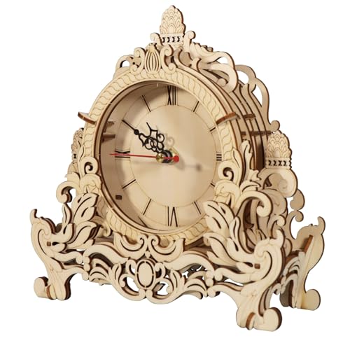 Music Park 3D Wooden Puzzle Clock Model Kits Building Kits Desktop Clock DIY Architectural Building Blocks Creative Gift Home Decor for Family | DIY desktop clock model building kit. Architectural design craft kits for adults. Home decoration and gift. -