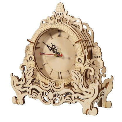 Music Park 3D Wooden Puzzle Clock Model Kits Building Kits Desktop Clock DIY Architectural Building Blocks Creative Gift Home Decor for Family | DIY desktop clock model building kit. Architectural design craft kits for adults. Home decoration and gift. -