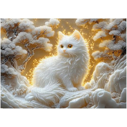 PICKFORU Cat 1000 Piece Puzzle for Adults, Jade Carving Cute Kitten Jigsaw Puzzles, Unique Art Animal as Wall Decor - style: Jade & Whiskers