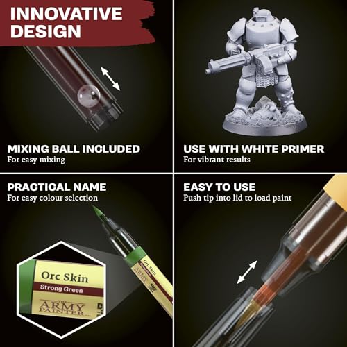 The Army Painter, Speedpaint Marker Starter Set, 10 x 6 ml | 9 marker contrasto e 1 metallico, con 10 punte extra, per DnD e Warhammer