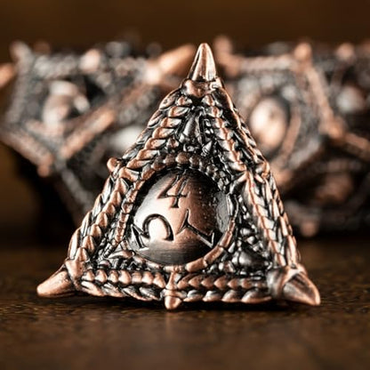 Surpass Metal DND Dice Set - Polyhedral Dragon Eye Dice for Dungeons and Dragons, RPG, Role Playing Games, Pathfinder (Red Copper) - color: Red Copper
