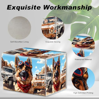 Magnetic Closure TCG Deck Box Portable Card Holder Trading Card Deck Box | PU Leather Collectible Card Case Game Trading Card Deck Box Storage Scratch Resistant Lining, Cool Dog Desert Offroad Jeep - color: Cool Dog Desert Offroad Jeep