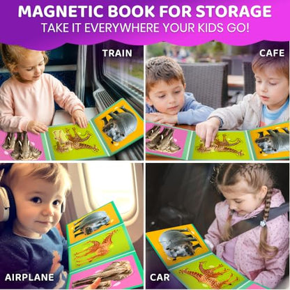 QUOKKA Step Up Magnetic Puzzles for Toddlers 1-3, Safari Animals Puzzle Set in One Book, Travel Games for Kids 3-5, Screen Free Toy for Toddlers and Preschoolers - color: Safari1