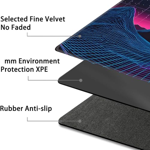 for MTG Game Playmat - 24 x 14 inches with Dices and Storage Bags, Non-Slip Base for TCG and Board Game Card Mats, Trading Card Games Mat, Neon Mountains Pattern Collectible Card Playmats - color: Jv-playmat-p7-1-g197