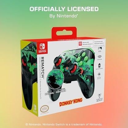 Turtle Beach Rematch Wireless Controller Donkey Kong Nintendo Switch 2 | Nintendo Switch Lite, OLED, Image Shifting Design, Rechargeable 40-Hr Battery, 2 Mappable Back Buttons, Donkey Kong - color: Donkey Kong Reveal