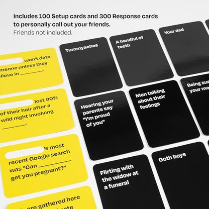 I Hate My Friends | Hilarious Roast Party Game for Adults | Ages 17+ | 100 Setup Cards, 300 Response Cards, 1 Marker, 3+ Players, Funny Friend Game, Gifts for Friends, Game Night, Group Game
