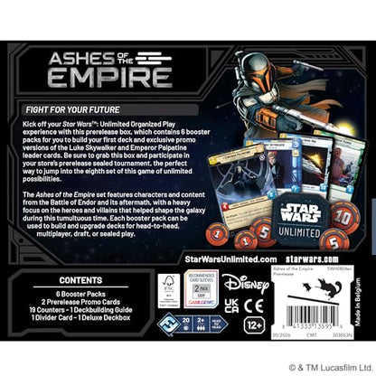 Star Wars: Unlimited Ashes of the Empire Prerelease Box | 6 Booster Packs, Exclusive Promo Cards, Battle of Endor TCG Tournament Kit and More, Ages 12+, 2+ Players, 30 Min Playtime