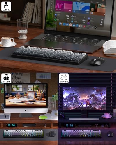 MageGee Wireless Gaming Keyboard and Mouse Combo V560, RGB Backlit Rechargeable Mechanical Feel 2.4GHz Quiet Blue White Purple Keyboard Mouse for Mac Laptop PC Gamer - color: Grey