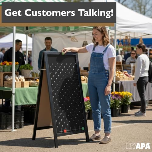 Ilyapa Prize Drop Board, 28x57 in - Penny Drop Game, Chalkboard Sign | Wooden A-Frame Chalkboard Sign, Includes 20 Coin Drop Discs & Eraser - For Trade Shows & Events - color: Black, size: 28x57