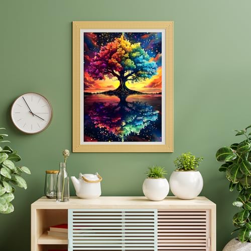 Puzzles for Adults 500 Pieces, Tree of Life Jigsaw Puzzles - Starlit Rainbow Tree, Impossible Starry Night Puzzle for Seniors Families,20.47x14.96 inches, 1:1 Poster, Letter on The Back - style: Starlit Rainbow Tree