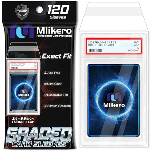 120 Pack Graded Card Sleeves, Precise Fit Slab Sleeves, Acid-Free Resealable Slab Protector Compatible with PSA Graded Slabs - size: 120 Pack