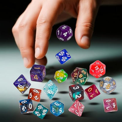 QMay 35 Sets Polyhedral Dice - 35 X 7 (245 Pieces) DND Dice with a D&D Dice Large Drawstring Bag, 35 Colors D4 D6 D8 D10 D% D12 D20, Great for Dungeons and Dragons, RPG, MTG,Role Playing Table Games - color: 35 Sets-245pcs