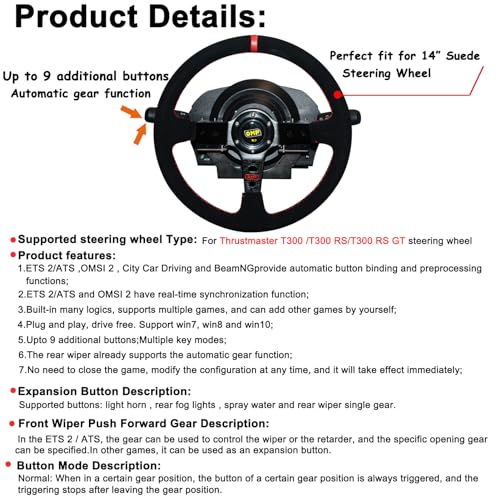 Obokidlyamor Simulator Turn Signal Wiper Light Combination Switch for For Thrustmaster T300RS /GT/Integral+Sude Steering Wheel +Adapter(For T300RS /GT/Ferrari Integral+Steering Wheel) - size: For T300RS /GT/ Ferrari Integral+Steering Wheel