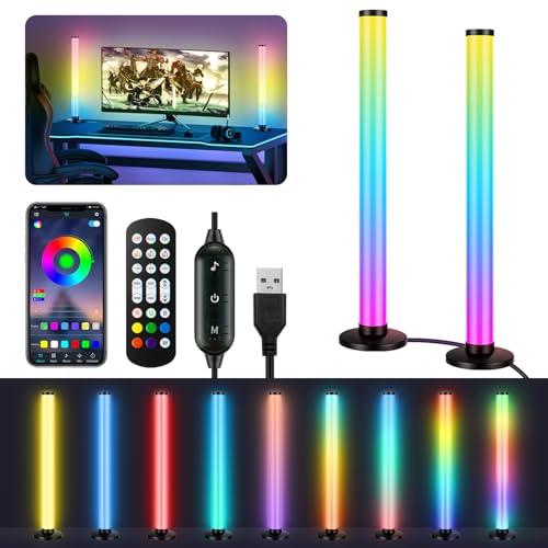RGB Smart IC Light Bars for TV, 2x16.5In 360° Full Screen Lighting LED Light Bar with Remote & App Control,Music Sync Color Chasing Lights Bar USB Powered for Gaming Room Bedroom Desktop Party
