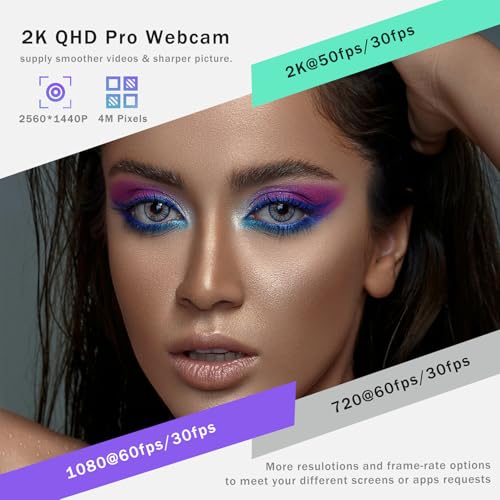 2K Webcam for PC with Microphone/Ring Light,USB C Computer Camera | Webcam with RGB/White Light/Cover,Autofocus,65°FOV, PC Web Camera for Desktop Computer Video Meeting/Gaming Streaming - color: 2k webcam with light