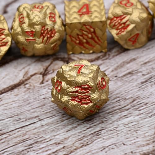 Dragon Scale Metal Dice Set-Dragon Claw,with Gift Metal Box for TTRPG Tabletop Gaming,Dungeon Masters,RPG Adventures(Brown) - color: Brown