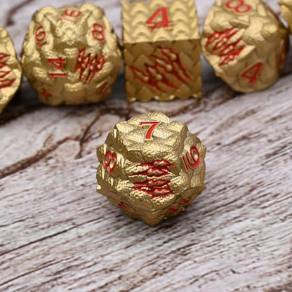 Dragon Scale Metal Dice Set-Dragon Claw,with Gift Metal Box for TTRPG Tabletop Gaming,Dungeon Masters,RPG Adventures(Brown) - color: Brown