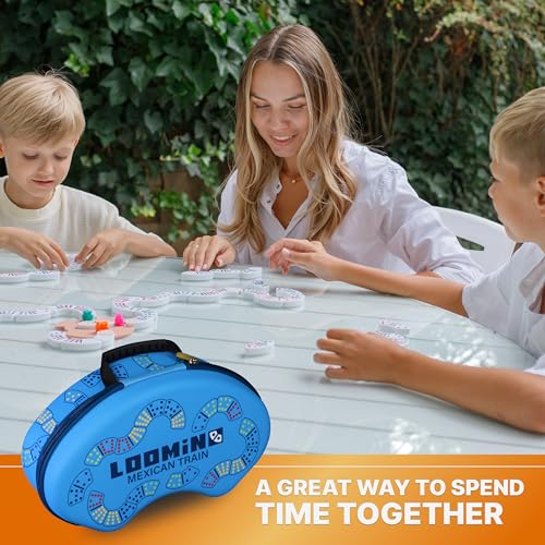 Queensell Mexican Train Dominoes Set – Board Games for Kids and Adults - Dominos Set for Adults - Loomino - size: Loomino Double 12