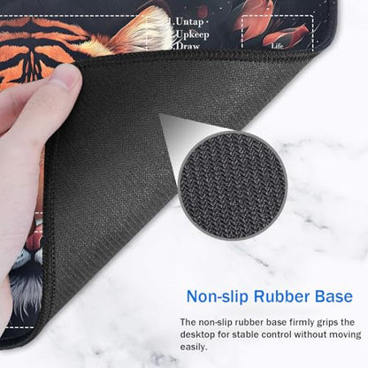for MTG Card Playmat with Zones-Includes A Storage Bag and 6 Dice, 24 x 14 inches for TCG Playmat with Non-Slip Rubber, Game Mat, Mighty Tiger - color: Yux-playmats-2-2A-279