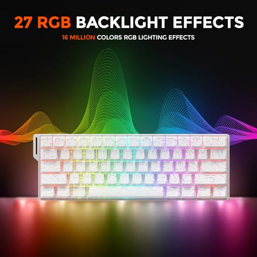 DAREU COOL60 60% Hall Effect Gaming Keyboard with Magnetic Switch, SOCD, 0.01mm Actuation Adjustable Rapid Trigger,8000 Hz Polling, Topographic PBT Keycaps, Hot-swap, RGB Backlit - color: White