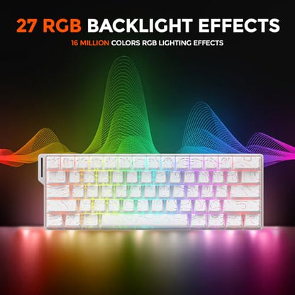 DAREU COOL60 60% Hall Effect Gaming Keyboard with Magnetic Switch, SOCD, 0.01mm Actuation Adjustable Rapid Trigger,8000 Hz Polling, Topographic PBT Keycaps, Hot-swap, RGB Backlit - color: White