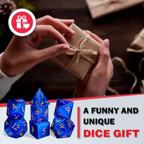 LUCKY-M Cat Eye DND Sets, Blue Gemstone Dice for Dungeons and Dragons, D&D Accessories RPG Dice MTG Tabletop Games Gift for Men (CE-Blue) - color: Ce-blue