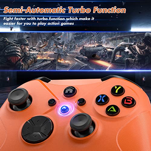 LENISUOLE Replacement Wired Controller for Xbox 360, Game Controller for 360 with Dual-Vibration Turbo Compatible with Xbox 360/360 Slim and PC Windows 7,8,10,11 - color: Orange