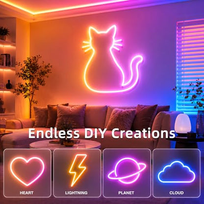 segrass 132ft RGB LED neon Rope Lights LED neon Strip Lights Waterproof Flexible Neon LED Strip Lights,Led Lights for Bedroom(2 Rolls of 75ft) - size: 132FT